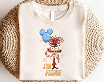 Shirt I'm Fine Anxiety Inside Out, Disney Pixar Inside Out-shirt, T-shirt geestelijke gezondheid, T-shirt Disney Feelings, shirt Disney Inside Out-personages