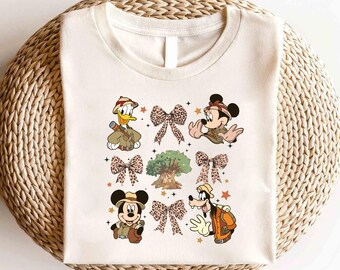 Disney Mickey And Friends Safari Coquette Bow Shirt, Disney Animal Kingdom Matching Shirt, Disney Safari Mode Shirt, Mickey Safari Bow Shirt