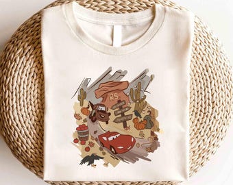 Camiseta de Rayo McQueen de Disney Cars, camiseta de Mater de Disney, camiseta de personaje de Disney Cars, camiseta a juego de Disney Cars, camiseta de Radiator Springs