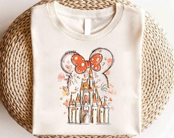 Camiseta con el castillo de acuarela de Disney, camiseta con el castillo de acuarela, camiseta con el reino mágico, camiseta con el viaje de las niñas de Disney, camiseta con el castillo de acuarela de Minnie Mouse