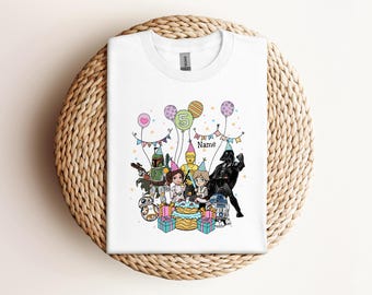 Disney Star Wars aangepaste naam shirt, Disney verjaardag shirt, Galaxy's Edge shirt, Star Wars May The Force shirt, Star Wars verjaardagsfeestje shirt