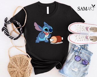 Camisa Hungry Stitch, camisa Lilo y Stitch, camisa familiar de Disneyland, camisa de viaje de Disney, camisa de vacaciones de Disney, camisa de puntada, camisa de puntada linda