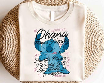 Camiseta de Disney Lilo y Stitch: Amigos, Camiseta de Disney Stitch, Camiseta de Ohana de Stitch, Camiseta de Ohana significa familia, Camiseta del Reino Mágico, Camiseta de Hawái