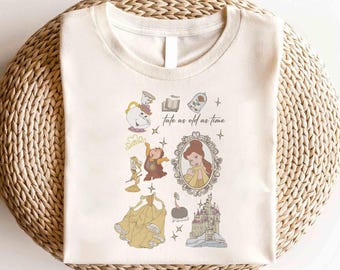 Disney Beauty And The Beast Shirt, Disney Belle Princess Mirror Coquette Bow Shirt, Disney Girl Trip Shirt, Disney Tale as Old as Time Shirt