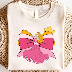 Camiseta de La Bella Durmiente de Disney, Camiseta con lazo de la Princesa Aurora de Disney, Camiseta de la Princesa Disney, Camiseta de Aurora de Disney, Camiseta con lazo de la Princesa Aurora