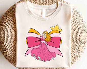 Maglietta La Bella Addormentata Disney, Maglietta con fiocco Coquette della Principessa Aurora Disney, Maglietta Principessa Disney, Maglietta Disney Aurora, Maglietta con fiocco Coquette