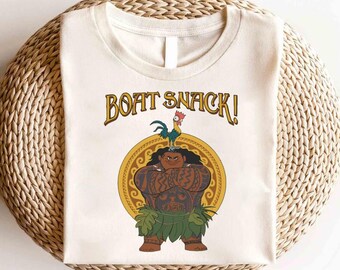 Camiseta de Disney Maui y Hei Hei Boat Snack, camiseta de Disney para niña, camiseta de princesa Disney, camiseta de princesa Moana, camiseta de Disney Moana, camiseta de Disney para niña