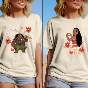 Disney Moana And Maui Couple Heart Shirt, Disney Girl Shirt, Disney Princess Shirt, Princess Moana Shirt, Moana Shirt, Magic Kingdom Shirt