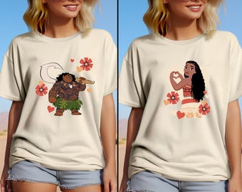Shirt Disney Moana en Maui paar hart, Disney Girl Shirt, shirt Disney prinses, shirt prinses Moana, shirt Moana, shirt Moana, Magic Kingdom-shirt