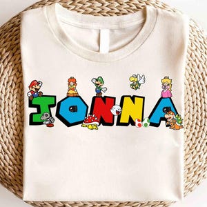 Super Mario Custom Name Shirt, Super Mario Character Shirt, Mario & Friend Party Shirt, Super Mario Family Shirt, Super Mario Birthday Shirt