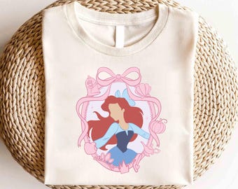 Camiseta con lazo de La Sirenita de Disney, camiseta de Ariel Flounder, camiseta de la Princesa Ariel, camiseta de viaje de Disney para niñas, camiseta del Reino Mágico
