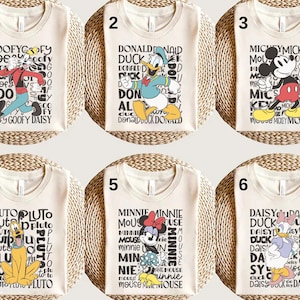 Mickey en vrienden aquarel shirt, shirt Disney-figuren, Disney Mickey kindershirt, Disney familievakantie shirt, shirt Magic Kingdom