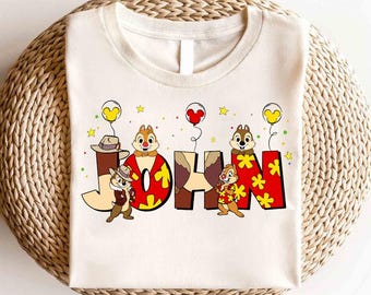 Disney Chip and Dale Custom Name Shirt, Chip N Dale Shirt, Disney Double Trouble Shirt, Disney Couple Shirt, Disney Besties Trip Shirt
