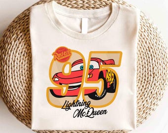 Maglietta Disney Cars Lightning Mcqueen 95, Maglietta Birthday Boy Trip, Maglietta Disney Cars, Maglietta abbinata Disney Cars, Maglietta Radiator Springs