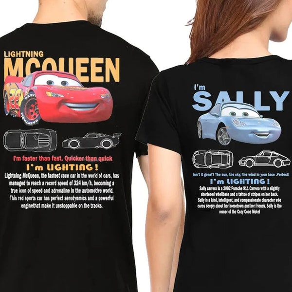 Cars Matching Shirt, L. Mcqueen and Sally Couple T-shirt, Sally Cars Shirt, Vintage Cars Matching Shirt, Piston Cup Shirt, Cars Couple Shirt