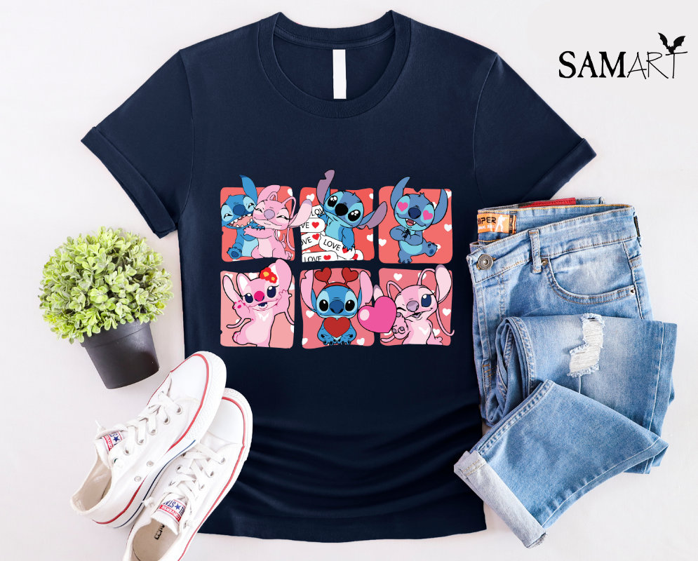 Angel and Stitch Love, Stitch Shirt, Valentines Shirts, Lilo and