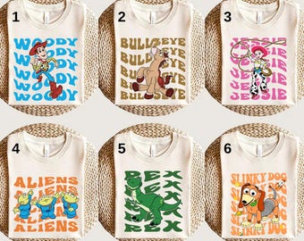 Camiseta de personaje de Toy Story de Disney, camiseta grupal de Toy Story de Disney, Buzz Woody Jessie Slinky Aliens Rex, camiseta de cumpleaños de Toy Story de Disney