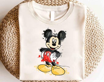 Disney Mickey Mouse Watercolor Shirt, Disney Mickey Shirt, Vintage Mickey Shirt, Disney Classic Mickey Tee, Disney Mickey and Friends Shirt