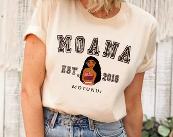 Camisa de princesa Disney Moana, camisa de niña de Disney, camisa de princesa de Disney, camisa de princesa Moana, princesa de Disney, camisa de cumpleaños de niña de Disney
