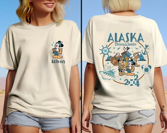 Camisa frente e verso da Disney Cruise Line, camisa do Disneyland Mickey, camisa do Mickey e amigos Disney Alaska Cruise, camisa do cruzeiro combinando da Disney, pirata