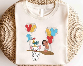 Ballonshirt Disney Princess Moana Hei Hei en Pua, shirt Disney Princess, shirt Princess Moana-personages, shirt Disney Moana, shirt Hei Hei