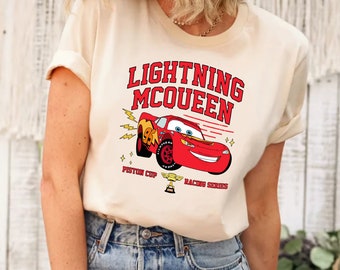 Camisa Lightning McQueen, camisa Disney Cars Land, camisa campeona de la Copa Piston, camiseta Disney Cars, camisa Pixar Car McQueen, camisa McQueen 95
