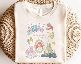 Camiseta de La Sirenita de Disney, Camiseta del Reino Mágico, Camiseta de la Princesa Ariel de Disney, Camiseta de Viaje de Chicas de Disney, Camiseta con Lazo de Coqueta de Disney