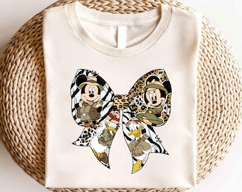 Disney Mickey And Friends Safari Coquette Bow Shirt, Disney Animal Kingdom Matching Shirt,Disney Wild Trip Shirt, Safari Mode Disney Shirt