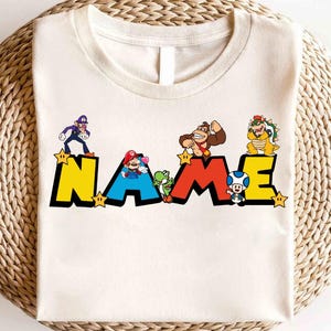 Super Mario Custom Name Shirt, Super Mario Character Shirt, Mario & Friend Party Shirt, Super Mario Family Shirt, Super Mario Birthday Shirt