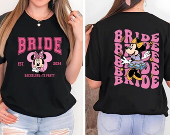 Chemise recto-verso EVJF Disney, chemise mariée Disney, chemise de mariée assortie, chemise Minnie mariée Disney, chemise de demoiselle d'honneur Disney