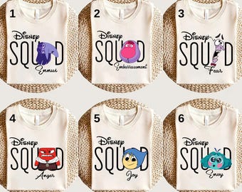 Camiseta "Está tudo bem sentir todos os sentimentos", camiseta "Esquadrão Divertida Mente" da Disney, camiseta "Saúde Mental", camiseta "Reino Mágico da Disney", camiseta "Férias na Disney"