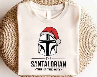 Camiseta navideña de personajes de Disney Star Wars, camiseta de Disney Santalorian, camiseta navideña de Star Wars, camiseta de fiesta navideña, regalo de Navidad