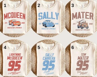 Camiseta de acuarela de personajes de Cars de Disney, camiseta de Radiator Springs, camiseta retro de Rayo McQueen, camiseta de personajes de Cars, camiseta de la Copa Pistón, camiseta de Cars