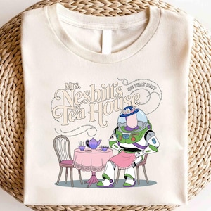 Disney Buzz Lightyear Mrs Nesbitt’s Tea House To Infinity And Beyond Shirt, Toy Story Movie Characters Shirt, Disney Family Matching Shirt