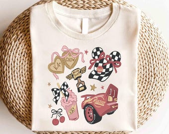 Disney Cars Lightning Mcqueen Coquette Bows Shirt, Disney Cars Character Shirt, Disney Cars Matching Shirt, Disney Radiator Springs Shirt
