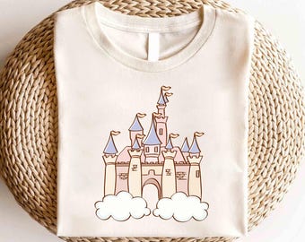 Camiseta con el castillo de acuarela de Disney, camiseta con el castillo de acuarela, camiseta con el reino mágico, camiseta con el viaje de las niñas de Disney, camiseta con el castillo de acuarela de Minnie Mouse