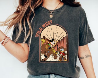 Camisa retro de Disney Mickey Wild West, camisa de vaquera de Mickey de Disneyland, camisa de vaquero de Mickey vintage, camisa de Magic Kingdom, camisa de viaje de Disney