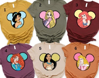 Aangepaste prinses shirt, prinses Disney shirt, Disney Princess aangepaste shirt, retro prinses gepersonaliseerde shirt, Disney meisje shirt, Belle, Rapunzel