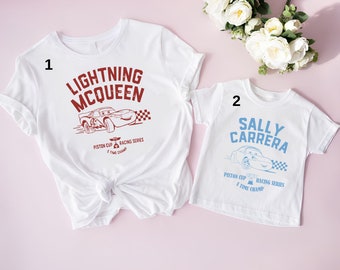 Cars Matching Shirt, L. Mcqueen and Sally Couple T-shirt, Sally Cars Shirt, Vintage Cars Matching Shirt, Piston Cup Shirt, Cars Couple Shirt