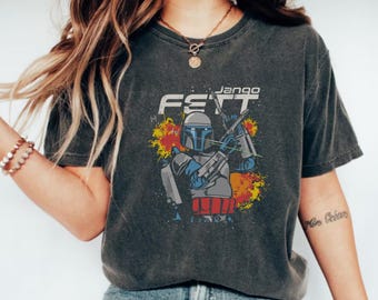 Camiseta de la precuela de Jango Fett, héroe de Star Wars, de Disney, con los Blasters de Mandalorian, Galaxy's Edge, personajes de Star Wars, regalo de Disney Star Wars.