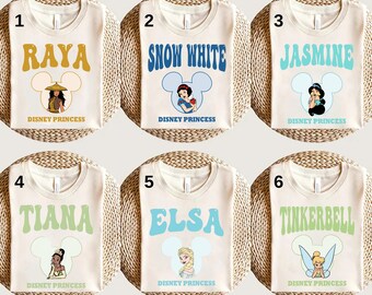 Camiseta de personaje de princesa Disney, camiseta de fiesta de cumpleaños de princesa, camiseta de viaje de chicas a Disneyland, camiseta de princesa Disney Elsa Bella Cenicienta