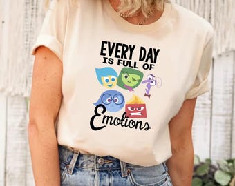 Camicia Disney Pixar Inside Out, Maglietta per la salute mentale, Camicia del film Disney Inside Out 2, Ogni giorno è pieno di emozioni Camicia, Personaggi Inside Out