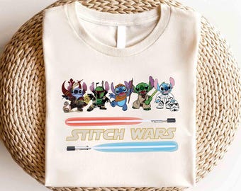 Camiseta de Disney Stitch Wars, Galaxy's Edge, Star Wars May The Force, personajes de Star Wars, Stitch Lover, Disney Trip