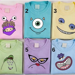 Monsters Characters Costume Face Shirt,Monsters Face Group Shirt,Vintage Disney Monsters Characters Group Custom Shirt,Family Birthday Gift