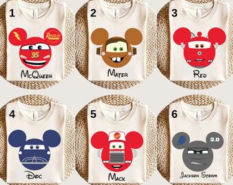 Disney Cars Character Shirt, Disney Cars Family Shirt, Disney Cars Birthday Party Shirt, Lightning McQueen Shirt, Disney Cars Mater Shirt