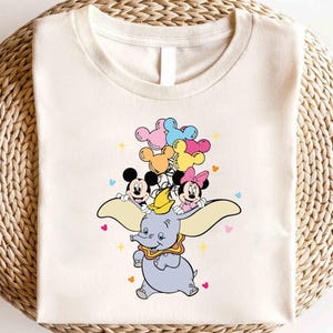 Disney Dumbo Mickey Minnie Balloon Shirt, Disney Dumbo Shirt, Disney Mickey And Minnie Shirt, Mickey Ears Shirt, Dumbo Flying Elephant Shirt