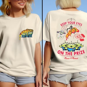 Disney Toy Story Aliens dubbelsidig t-shirt, Toy Story Pizza Planet-tröja, Disney Alien-tröja, Pizzaälskartröja, Pizza Planet-tröja, Disney-födelsedag