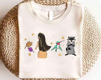 Camiseta de personajes de la princesa Pocahontas de Disney, camiseta de la princesa Pocahontas, camiseta de la familia Disney, camiseta retro de Pocahontas, camiseta del Reino Mágico
