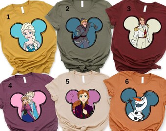 Camisa Disney Frozen Castle, camisa de personajes personalizados de Disney Frozen, camisa de princesa de Disney, camisa de princesa Elsa de Disney, camisa de princesa Elsa Anna