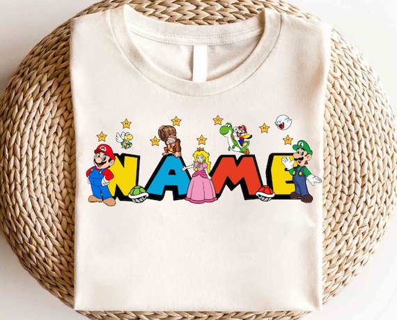 Super Mario Custom Name Shirt, Super Mario Character Shirt, Mario & Friend Party Shirt, Super Mario Family Shirt,Super Mario Birthday Gift